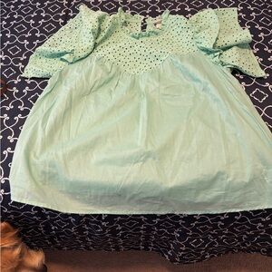 a new day Light Green Eyelet Top